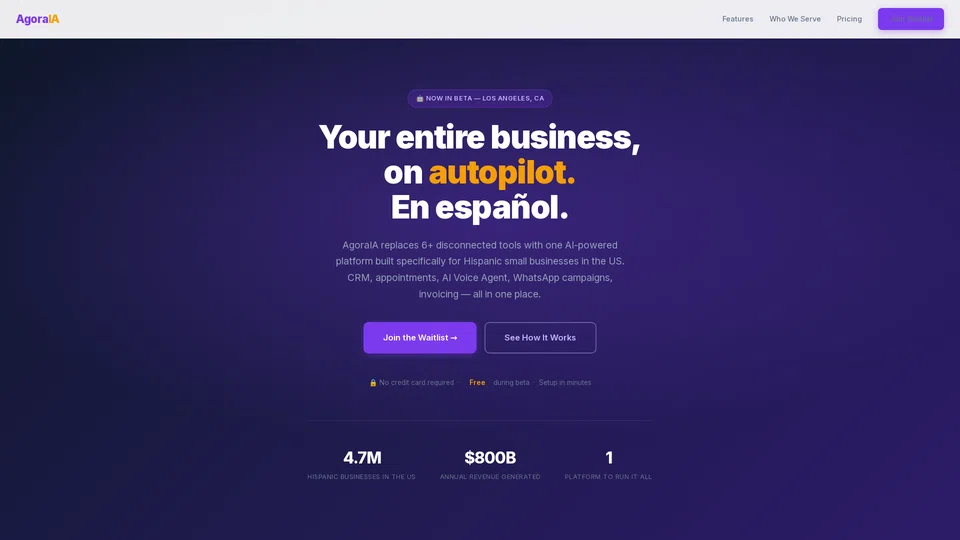 Homepage snapshot at launch