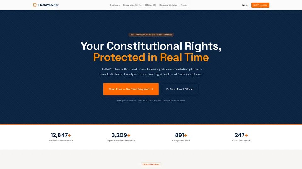 Homepage snapshot at launch