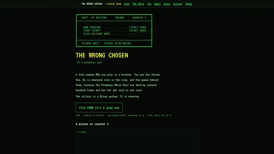 Homepage snapshot at launch