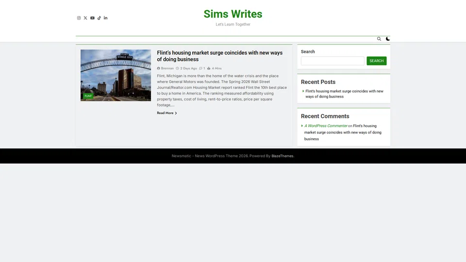 Homepage snapshot at launch