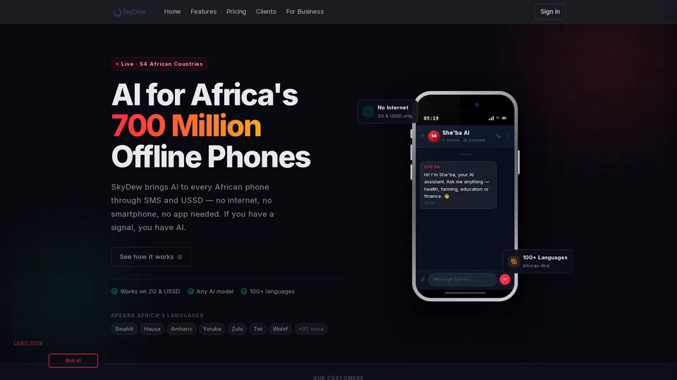 Homepage snapshot at launch