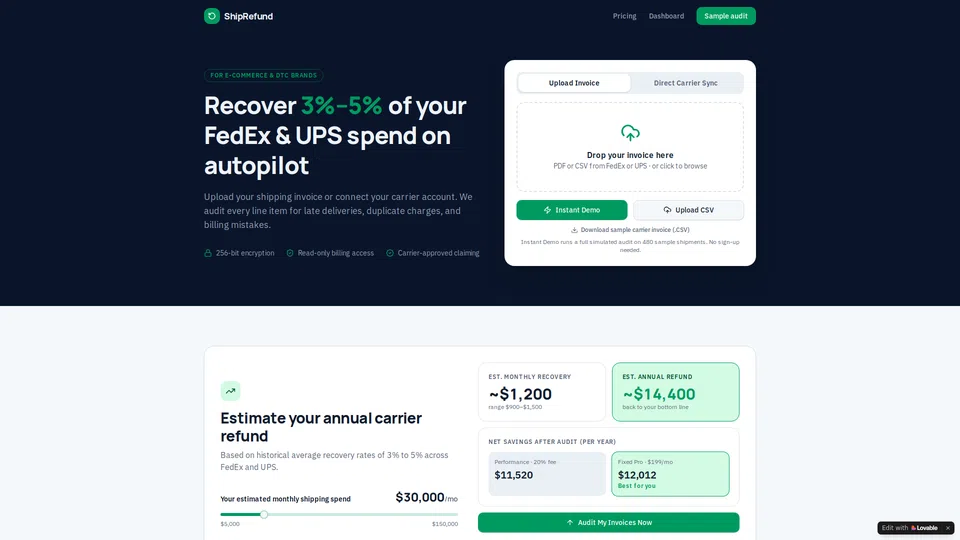Homepage snapshot at launch