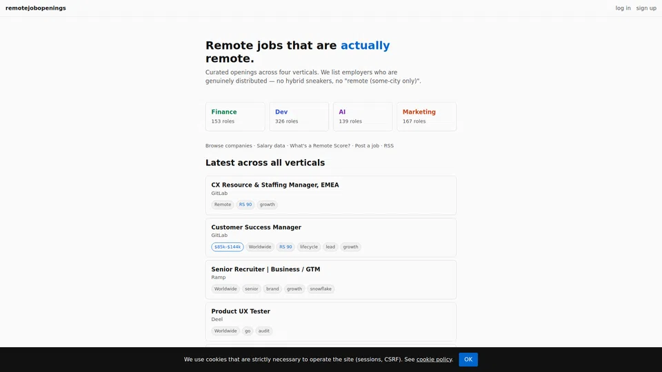 Homepage snapshot at launch