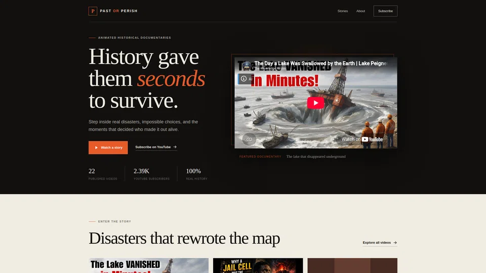 Homepage snapshot at launch
