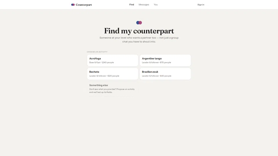 Homepage snapshot at launch