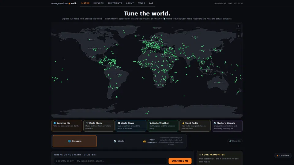 Homepage snapshot at launch