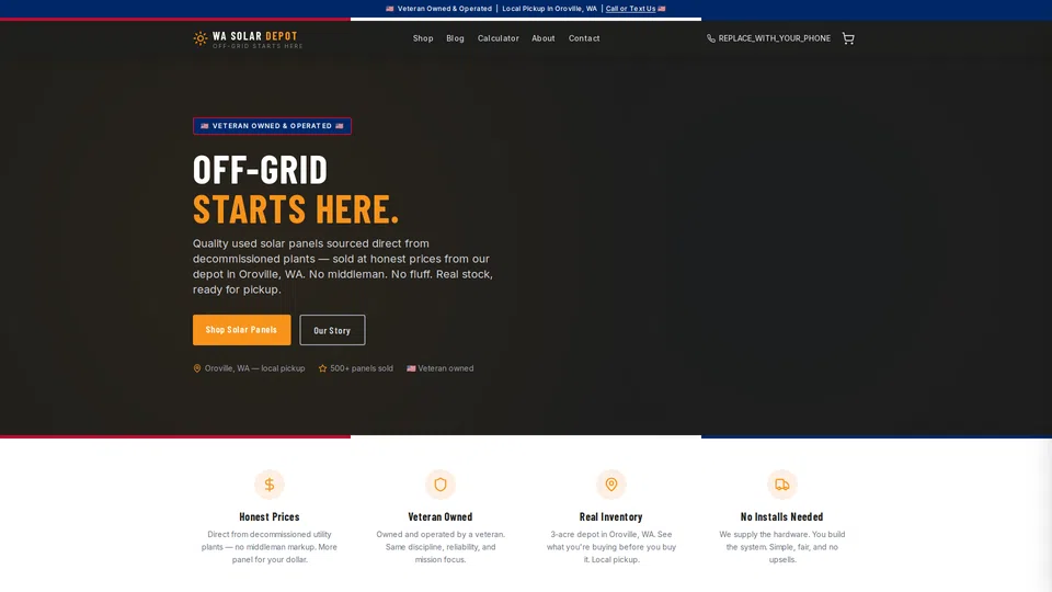 Homepage snapshot at launch