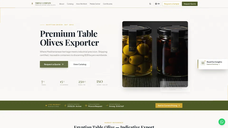 Homepage snapshot at launch