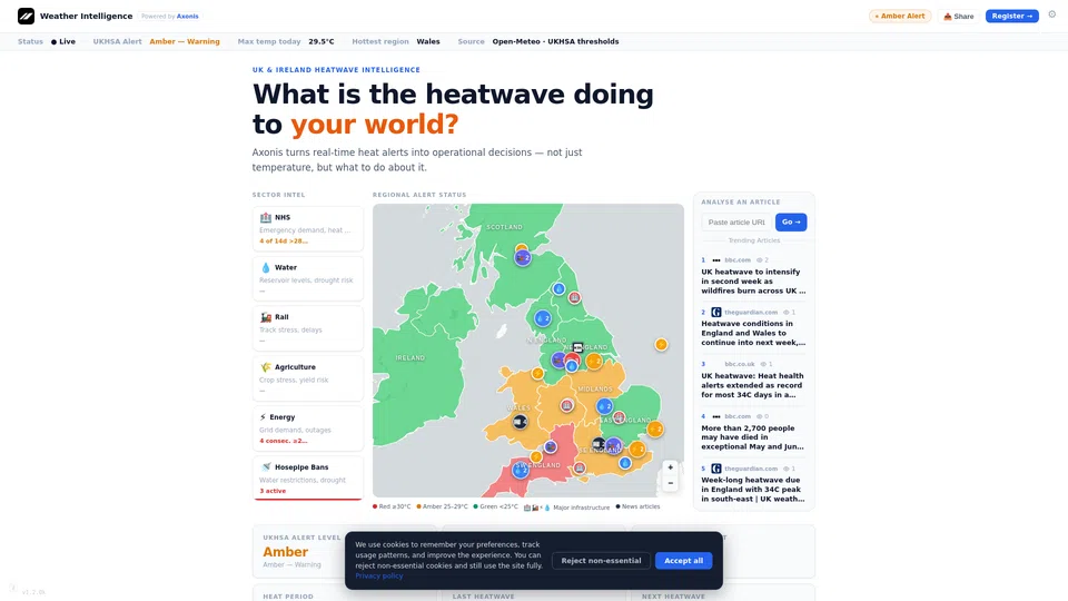 Homepage snapshot at launch