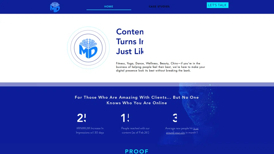 Homepage snapshot at launch