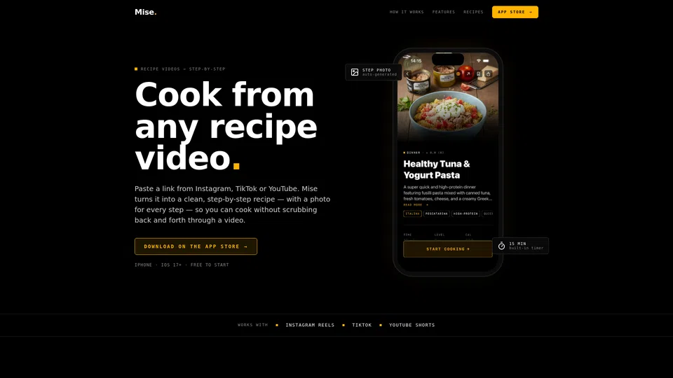 Homepage snapshot at launch
