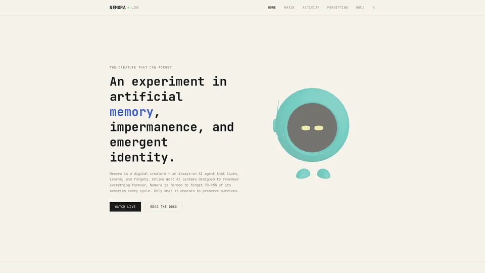 Homepage snapshot at launch