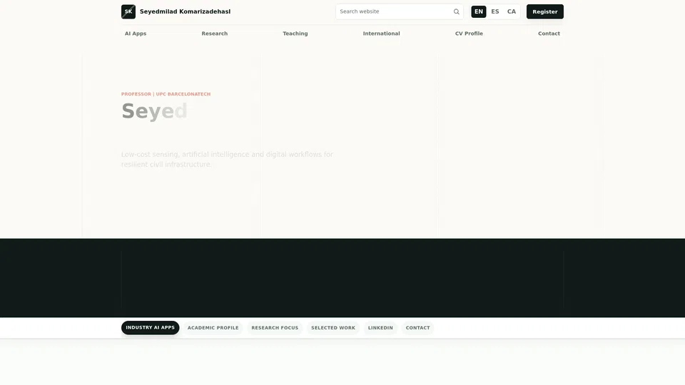 Homepage snapshot at launch