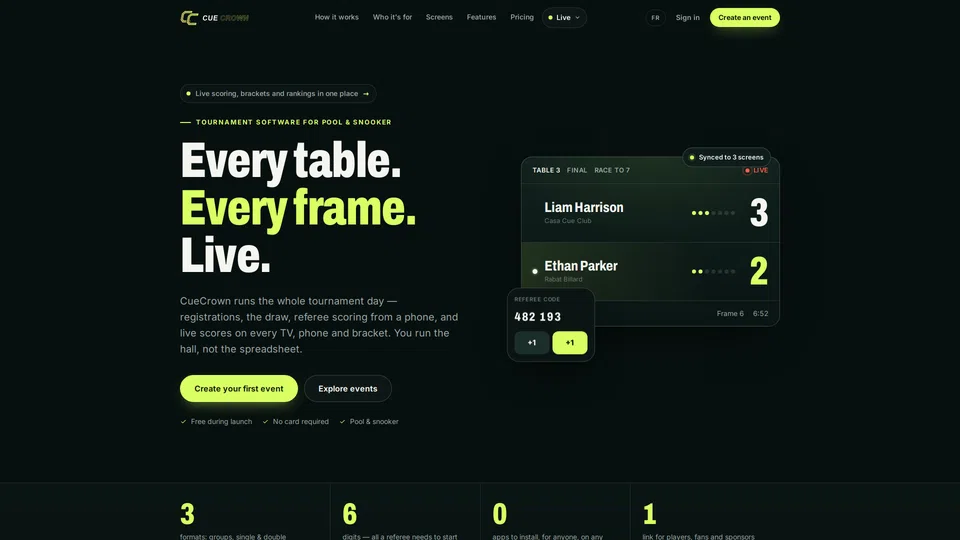 Homepage snapshot at launch