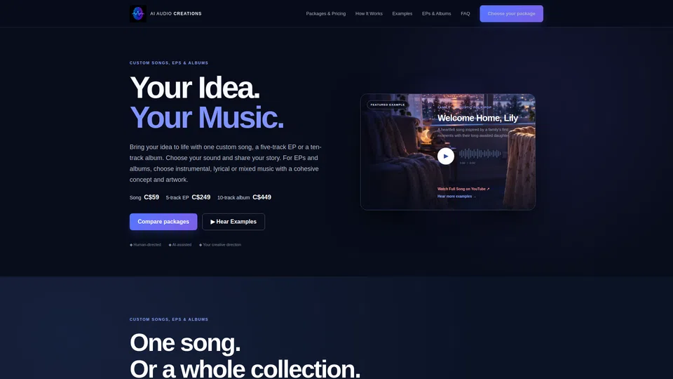 Homepage snapshot at launch