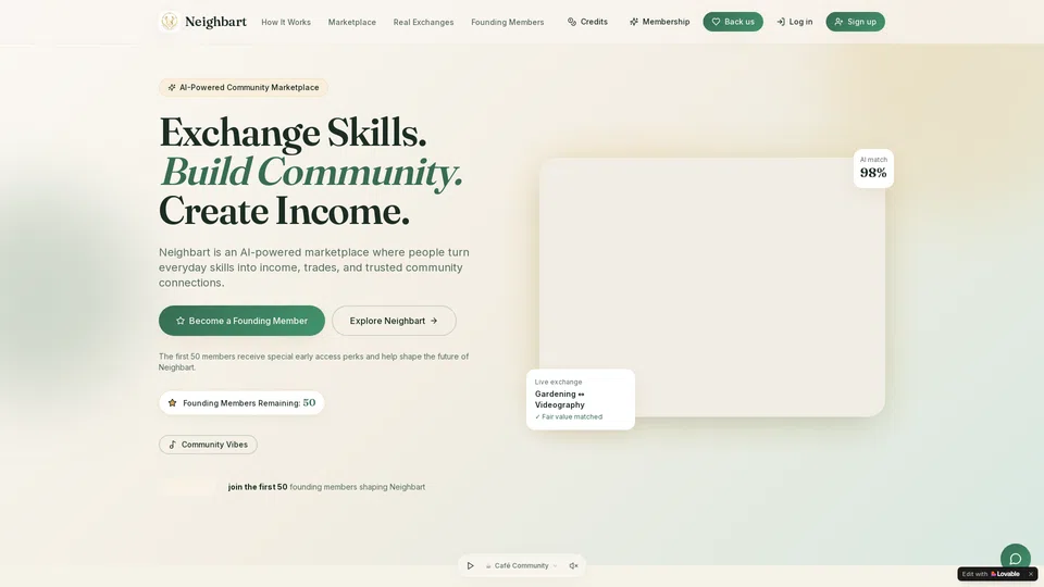 Homepage snapshot at launch
