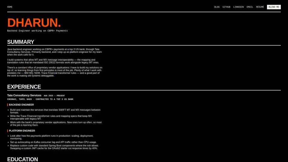 Homepage snapshot at launch