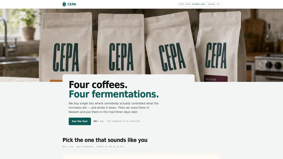 Homepage snapshot at launch