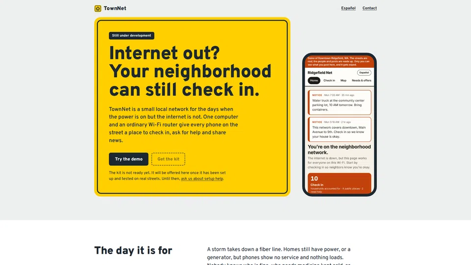 Homepage snapshot at launch