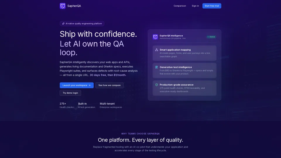 Homepage snapshot at launch