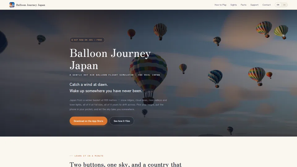 Homepage snapshot at launch