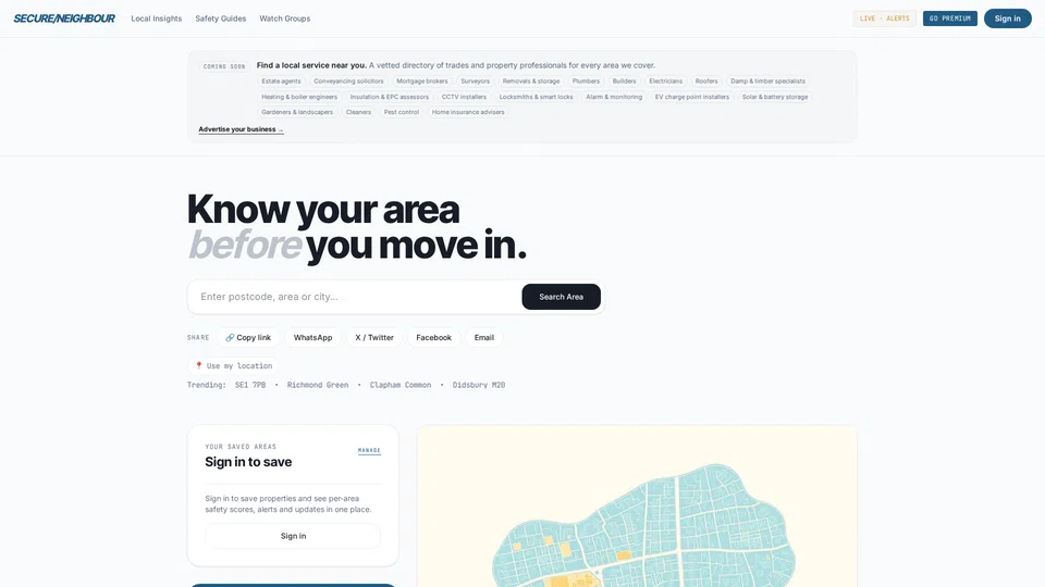 Homepage snapshot at launch