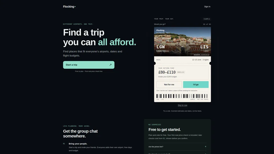 Homepage snapshot at launch