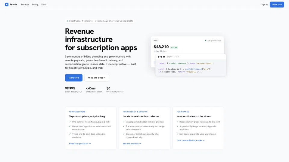 Homepage snapshot at launch