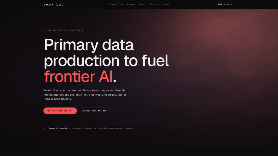 Homepage snapshot at launch