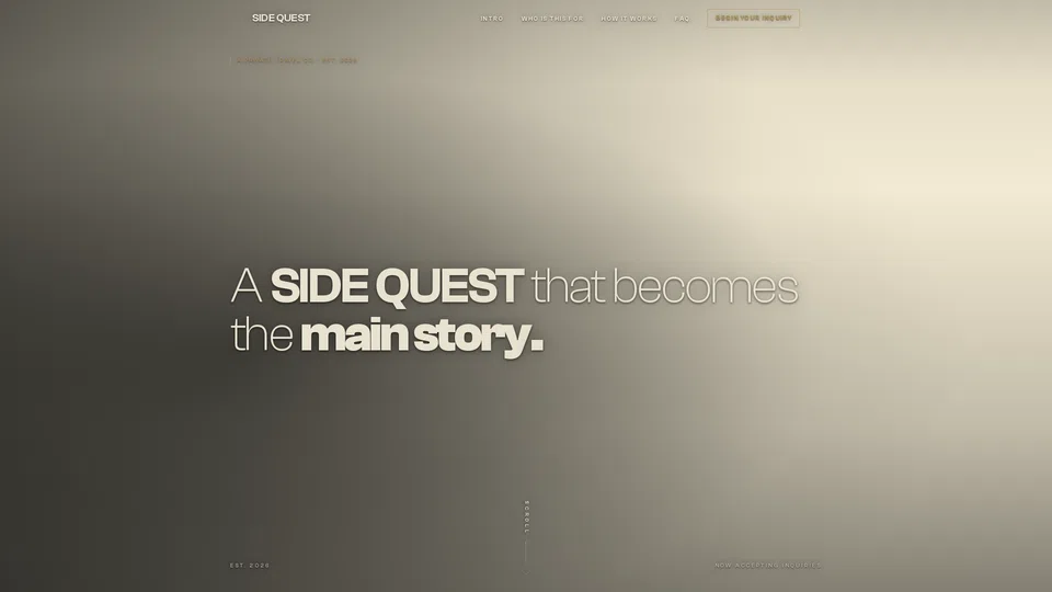 Homepage snapshot at launch