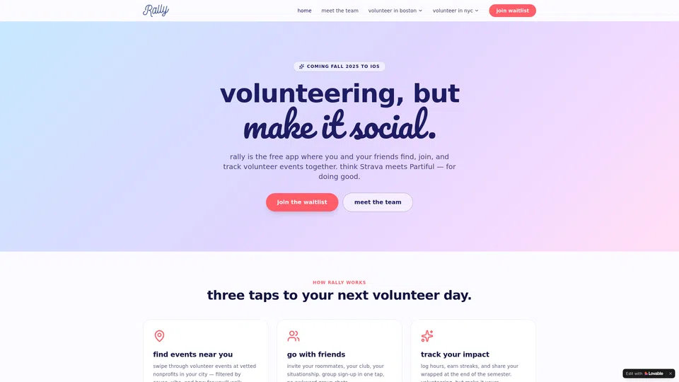 Homepage snapshot at launch
