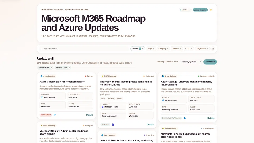 Homepage snapshot at launch