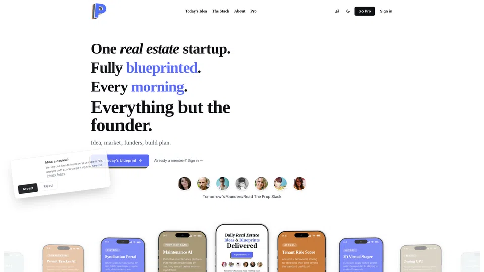 Homepage snapshot at launch