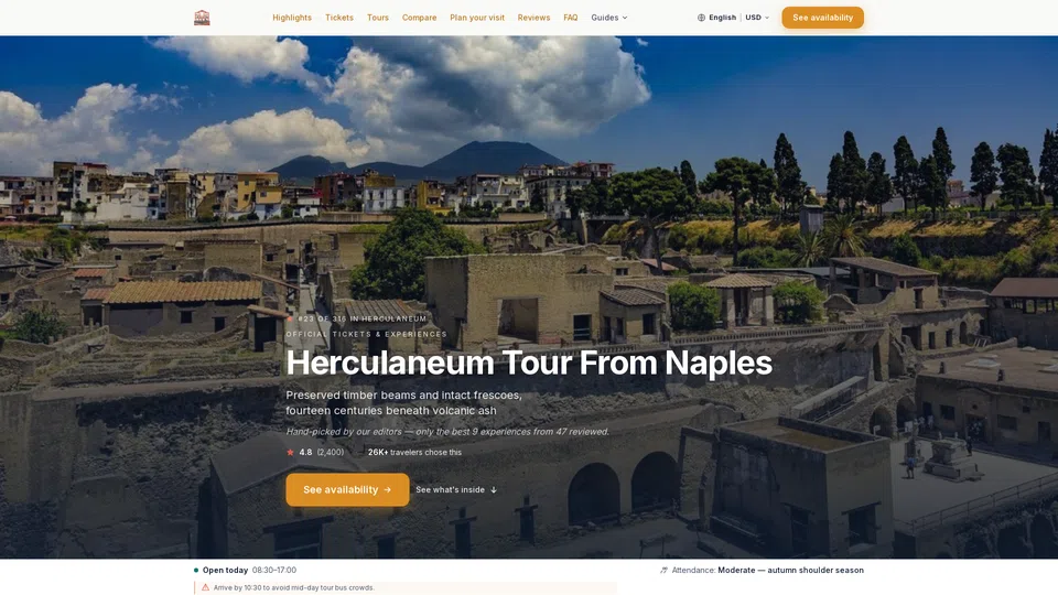 Homepage snapshot at launch
