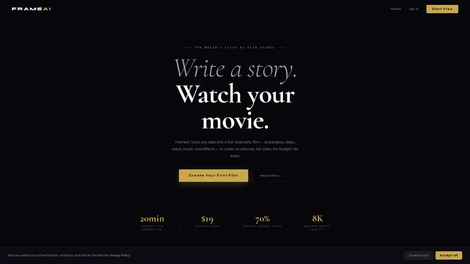 Homepage snapshot at launch