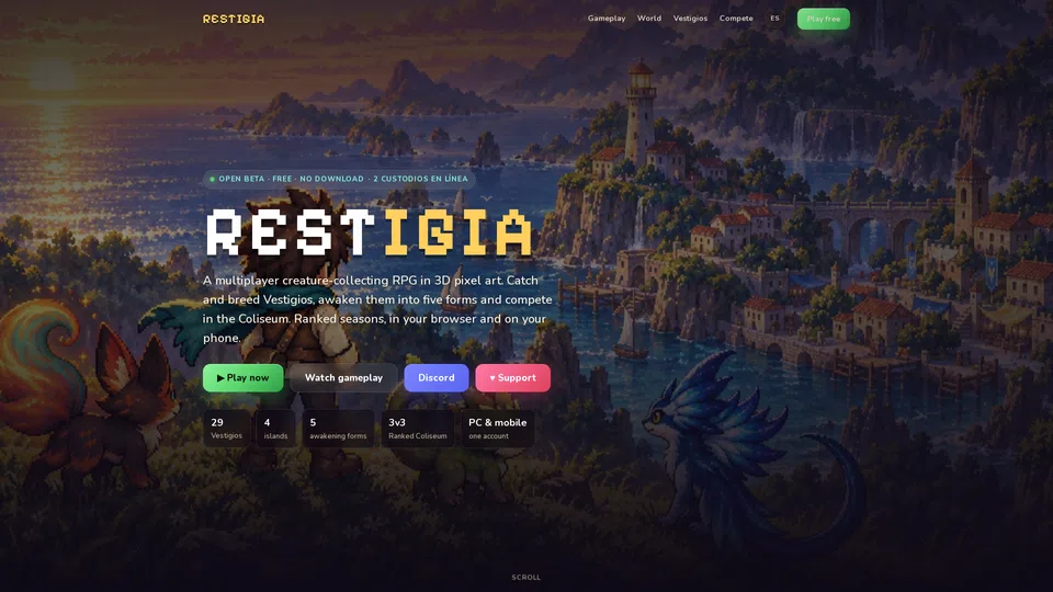 Homepage snapshot at launch