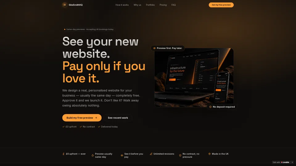 Homepage snapshot at launch