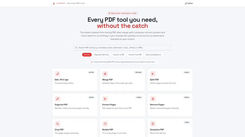 Homepage snapshot at launch
