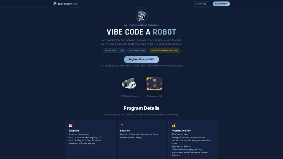 Homepage snapshot at launch