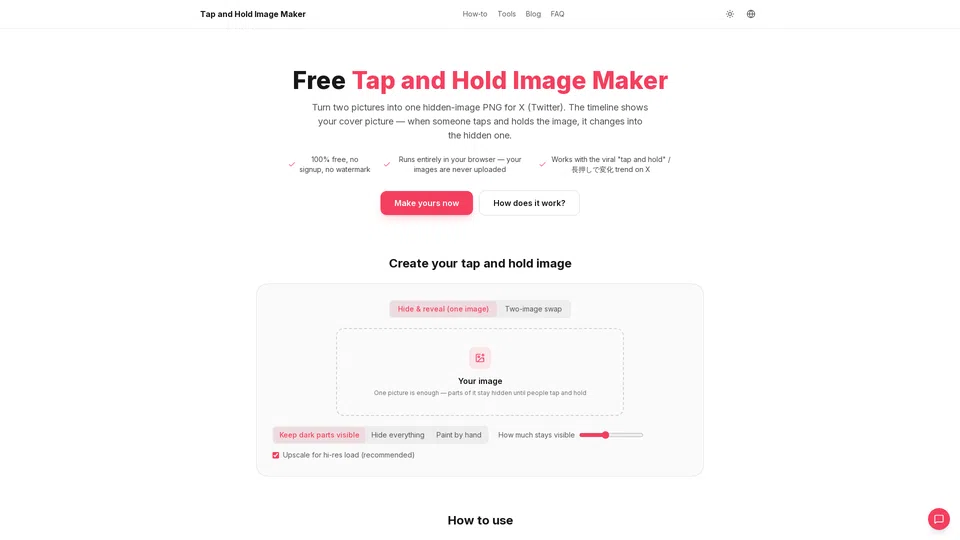 Homepage snapshot at launch