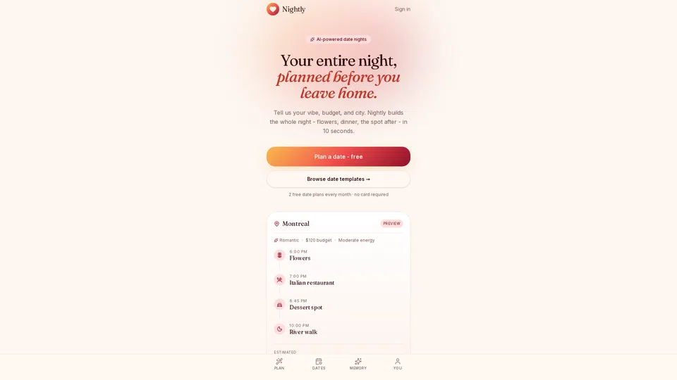Homepage snapshot at launch