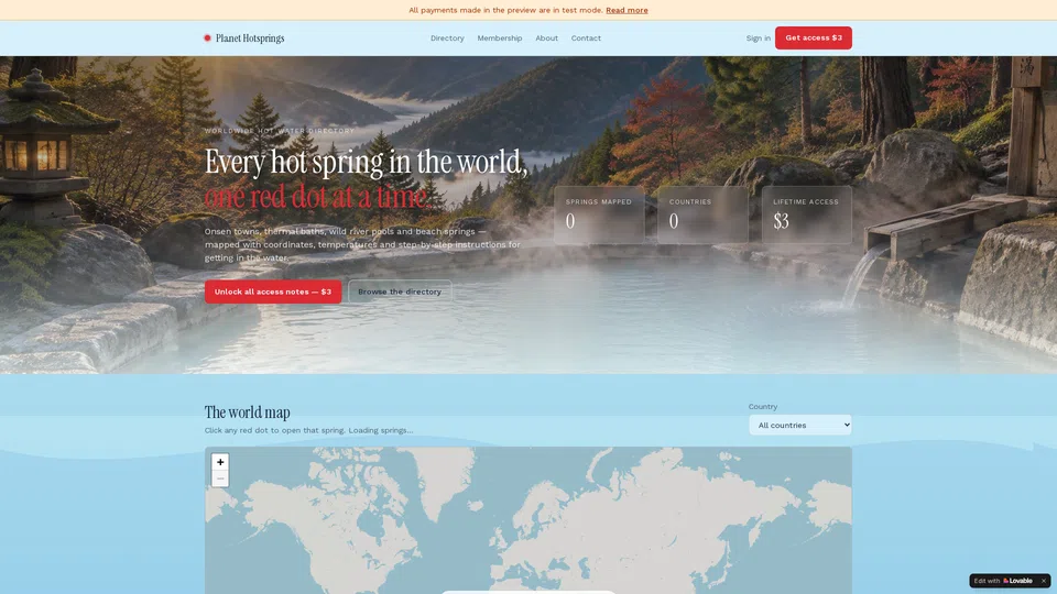 Homepage snapshot at launch