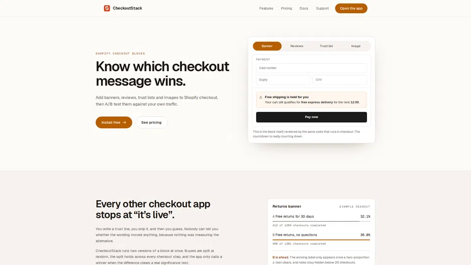 Homepage snapshot at launch