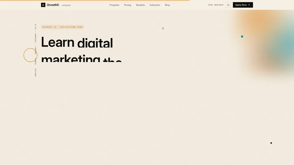 Homepage snapshot at launch