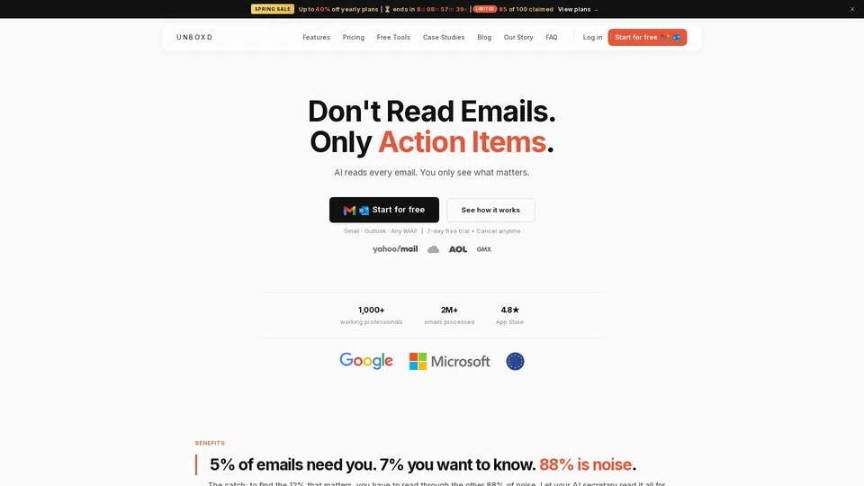 Homepage snapshot at launch