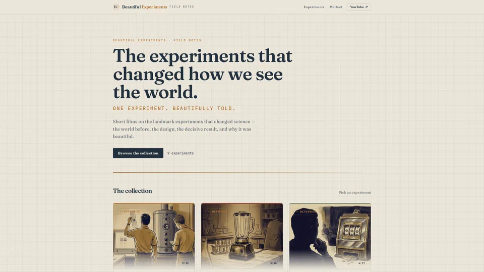 Homepage snapshot at launch