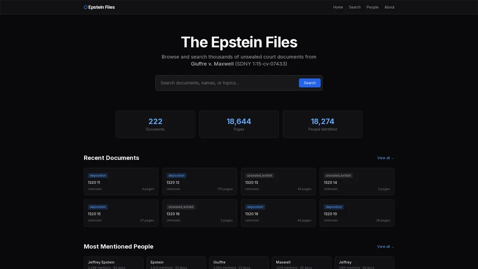 Homepage snapshot at launch