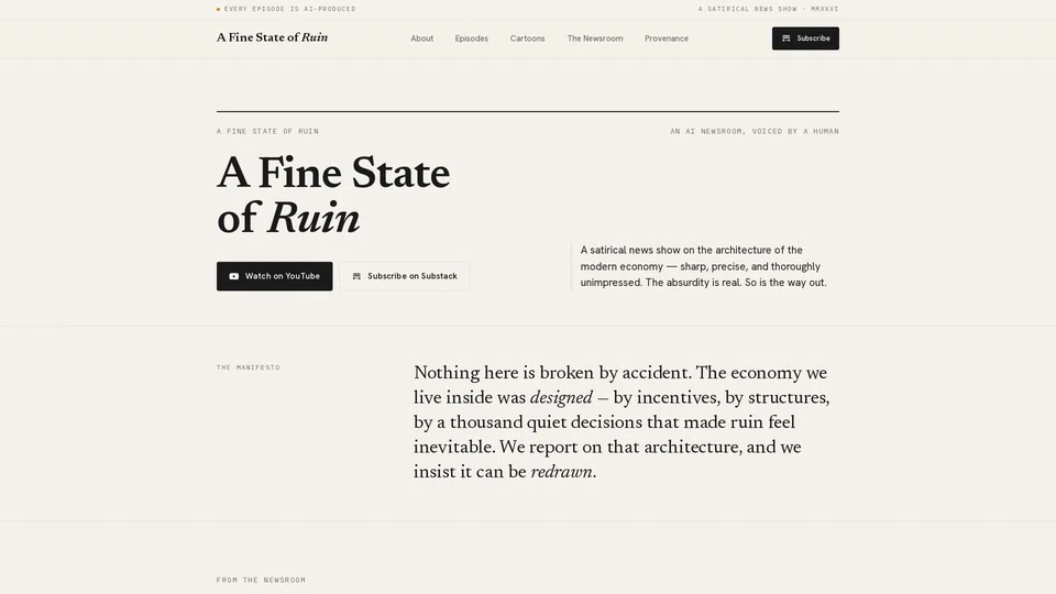 Homepage snapshot at launch
