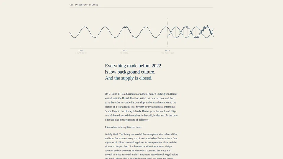 Homepage snapshot at launch