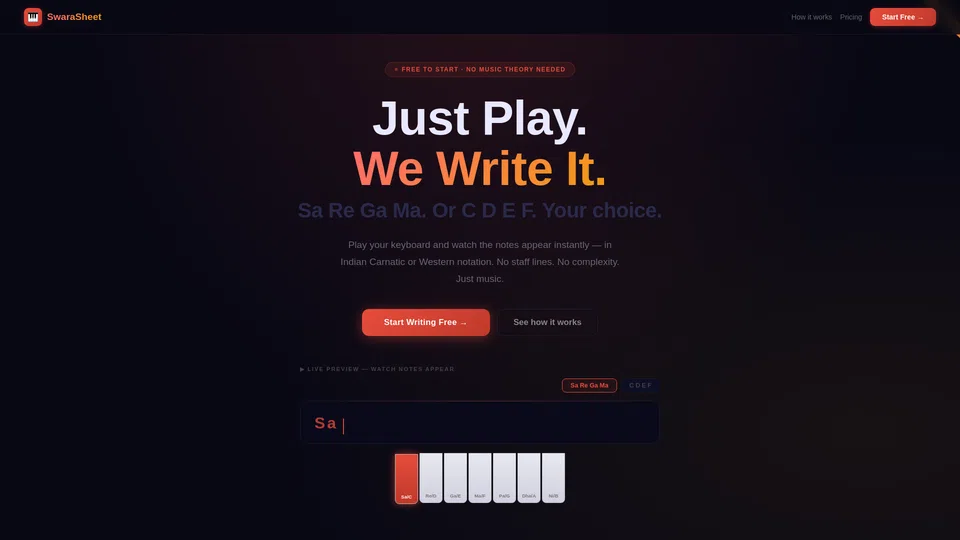 Homepage snapshot at launch